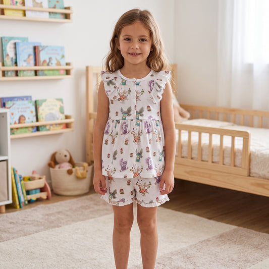 Pijama Corto Niña 100% Algodón Pima – Bosque Mágico