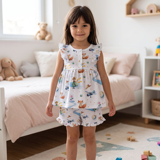 Pijama Corto Niña 100% Algodón Pima – Viajero de las Estrellas