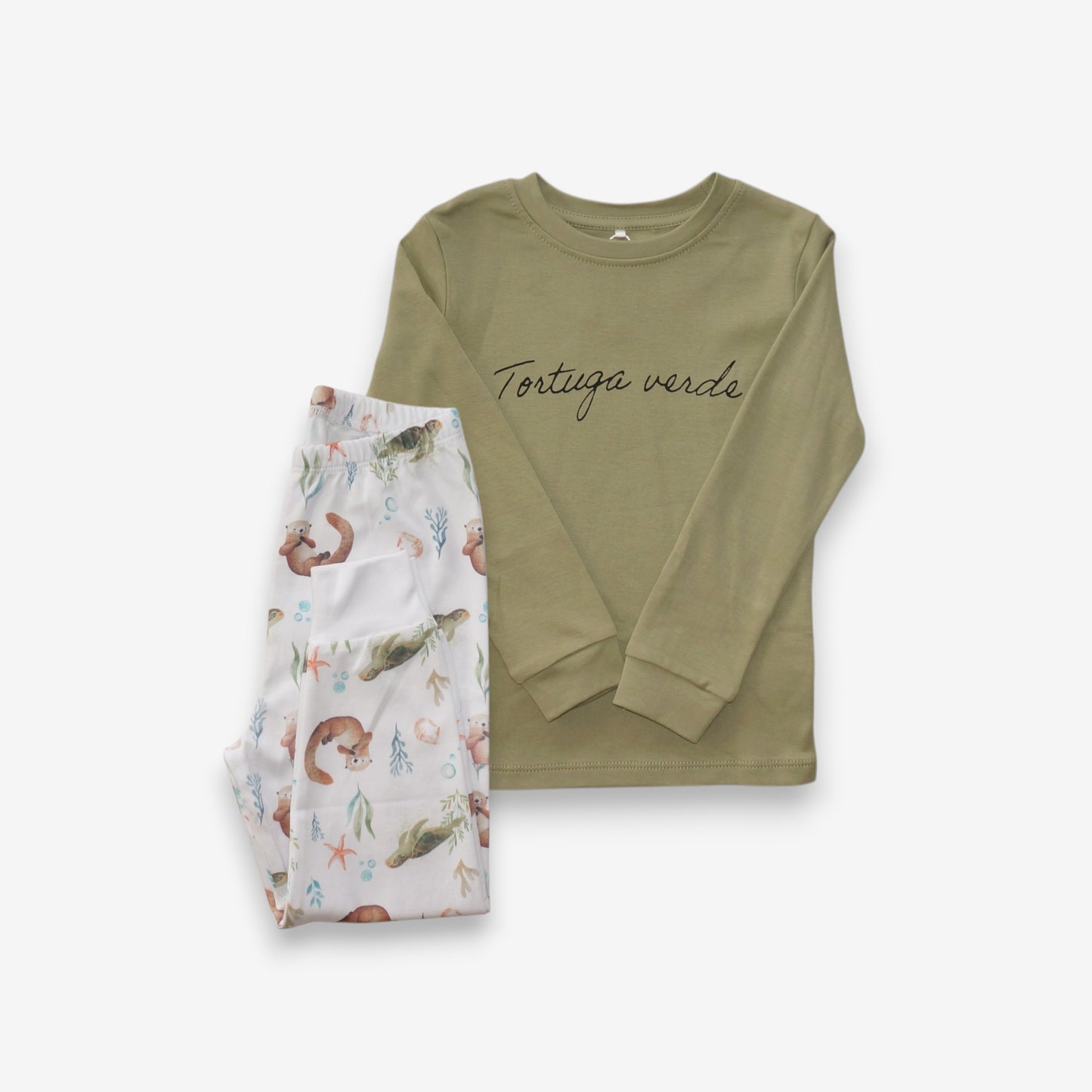 Pijama Largo Infantil Unisex 100% Algodón Pima – Tortuga y Chungungo